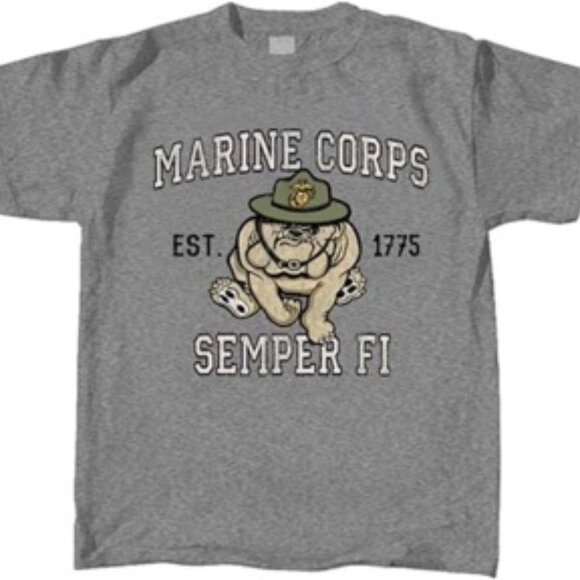 Joe Blow's T's Kids Marine Corps Mascot Youth T-Shirt - Semper FI - Heather Gray - Picture 1 of 1
